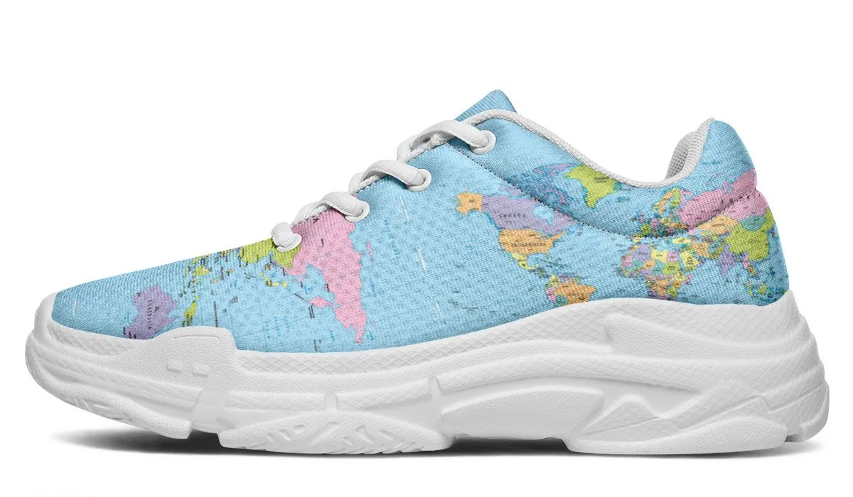 Geography Globe Chunky Sneakers