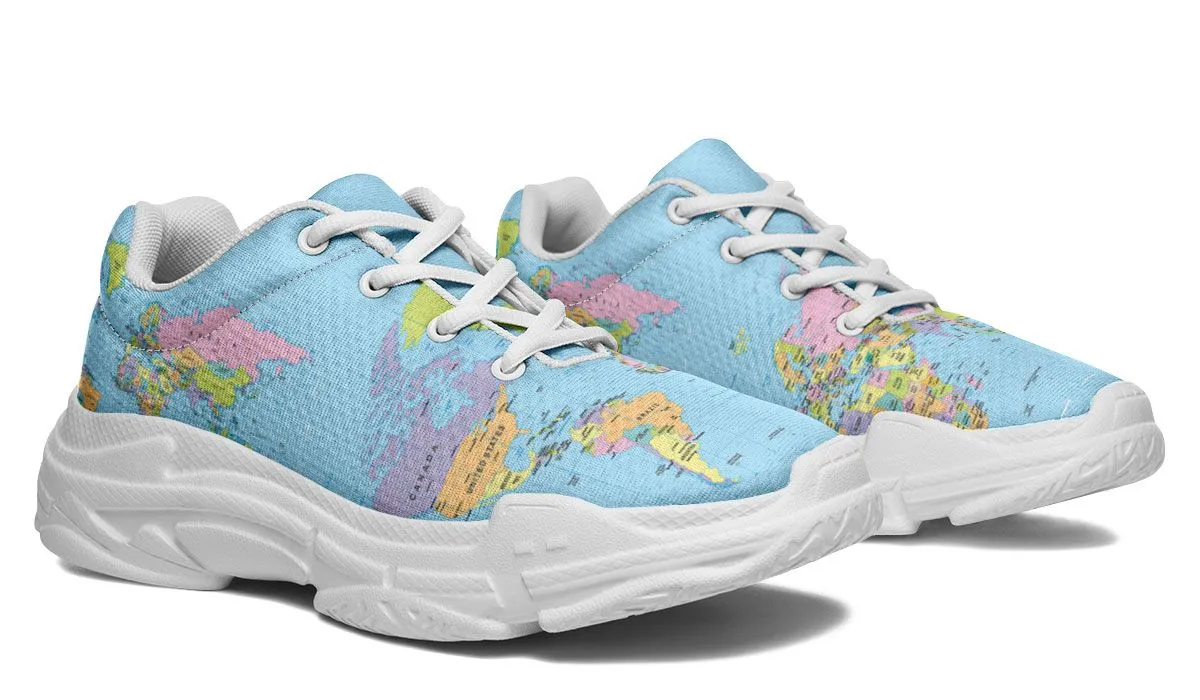 Geography Globe Chunky Sneakers