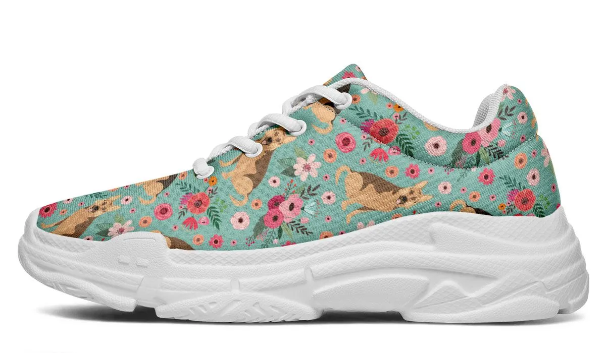 German Shepherd Flower Chunky Sneakers