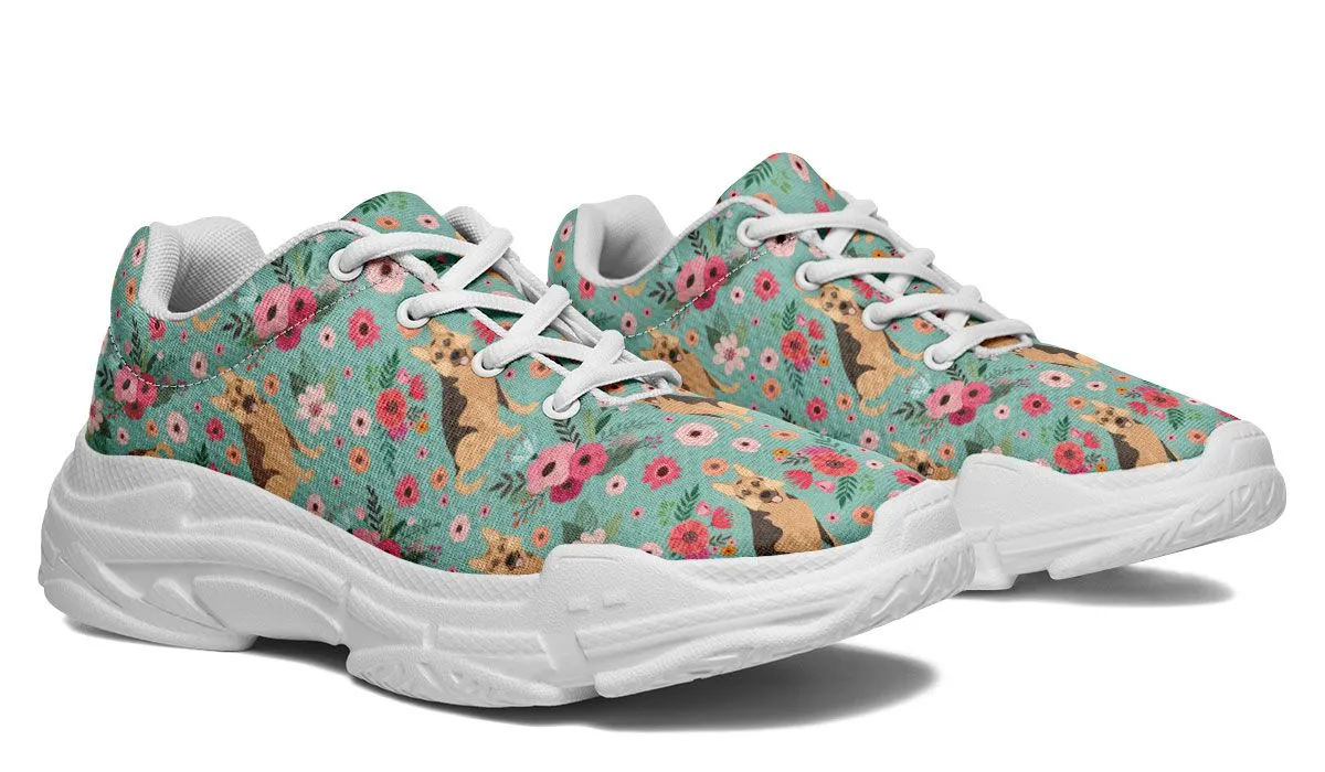 German Shepherd Flower Chunky Sneakers