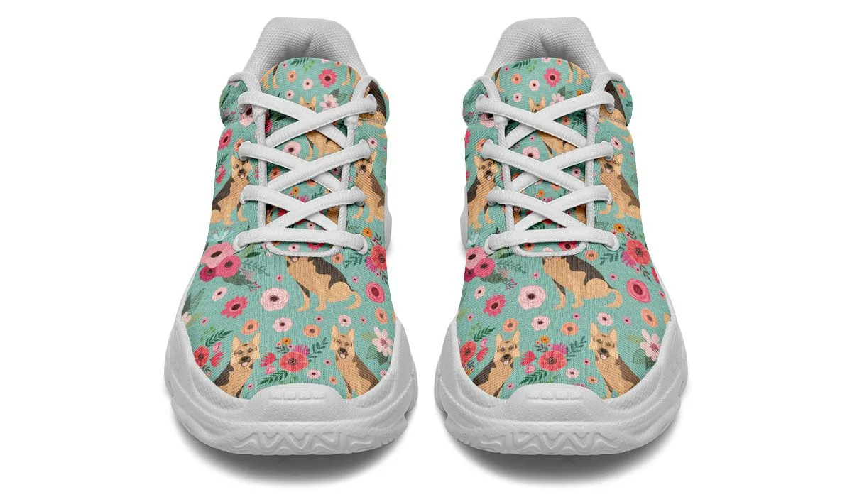 German Shepherd Flower Chunky Sneakers