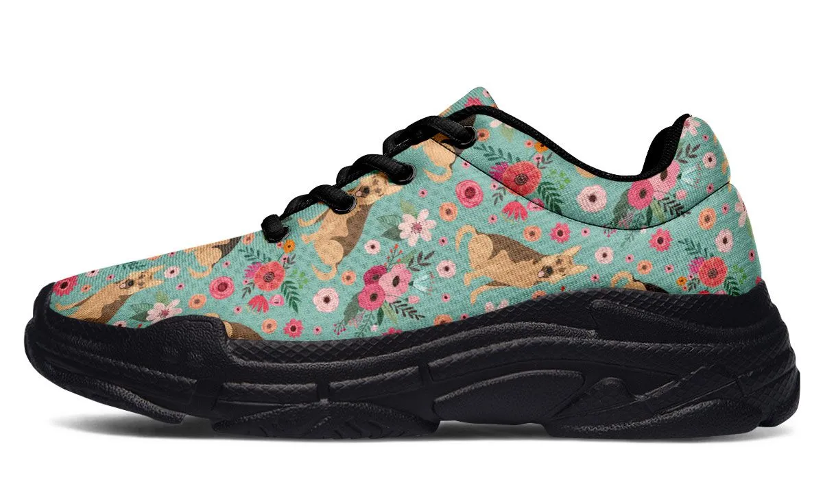 German Shepherd Flower Chunky Sneakers
