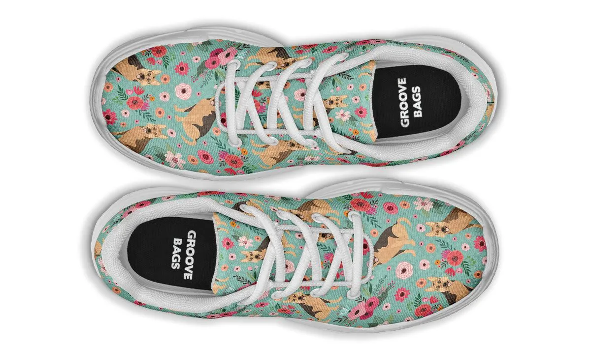 German Shepherd Flower Chunky Sneakers