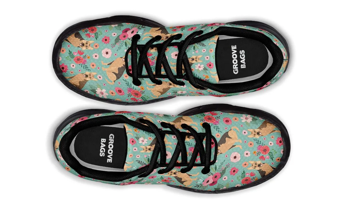German Shepherd Flower Chunky Sneakers