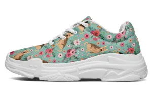German Shepherd Flower Chunky Sneakers