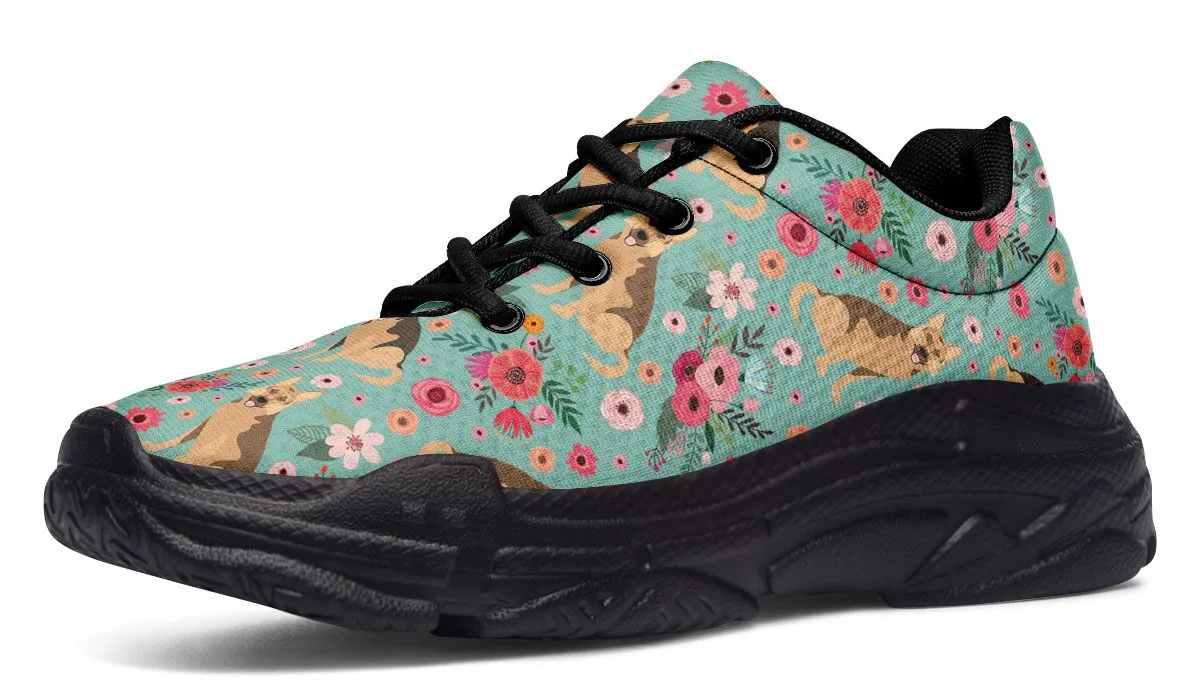 German Shepherd Flower Chunky Sneakers