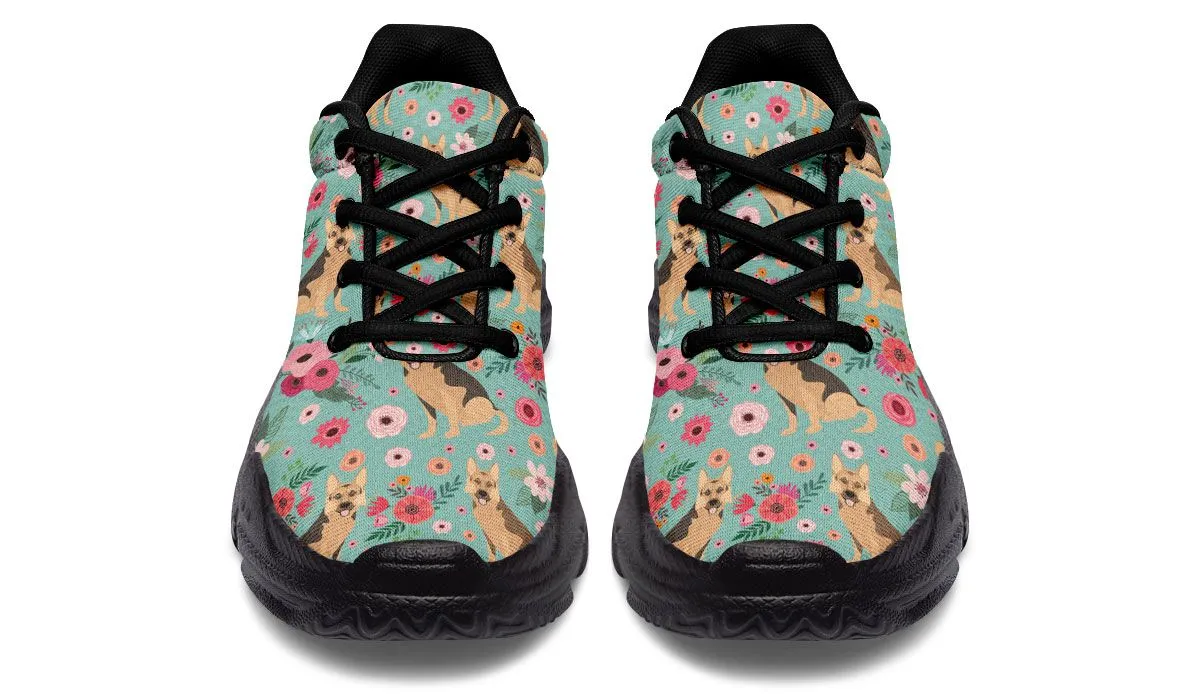 German Shepherd Flower Chunky Sneakers