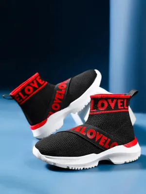 Girls Letter Tape Decor Slip On Sneakers- FDs
