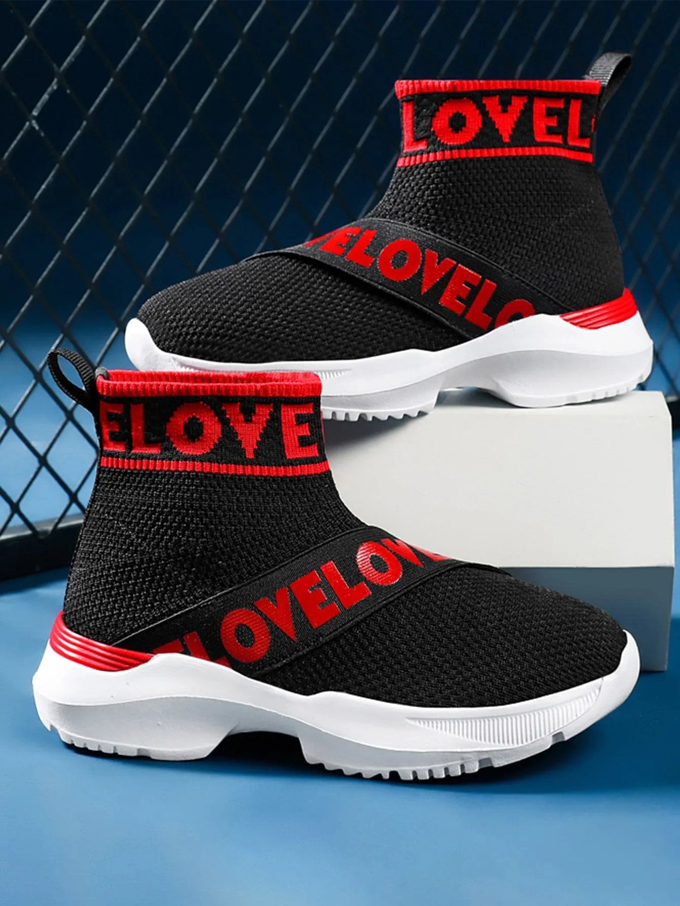 Girls Letter Tape Decor Slip On Sneakers- FDs