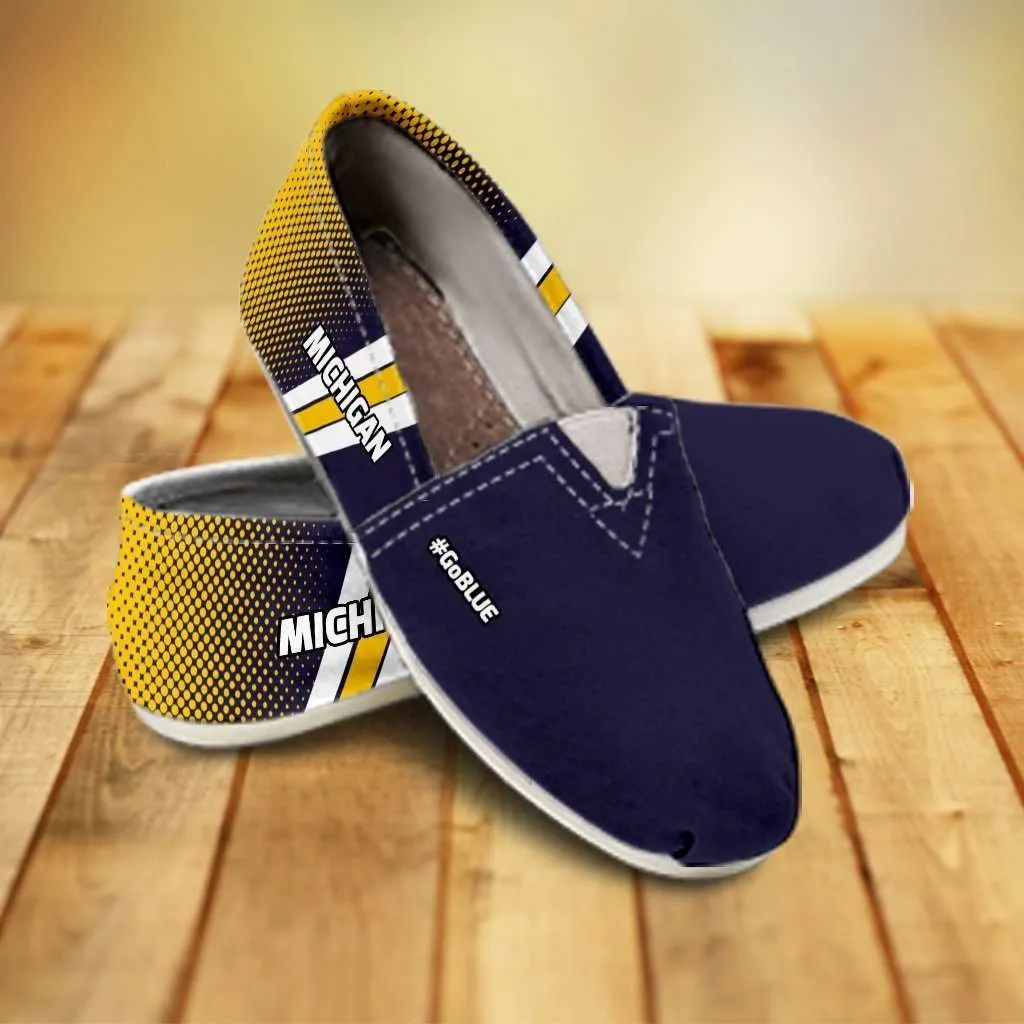 #GoBlue Michigan Casual Canvas Slip on Shoes Women's Flats