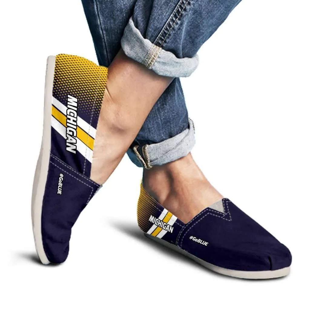 #GoBlue Michigan Casual Canvas Slip on Shoes Women's Flats