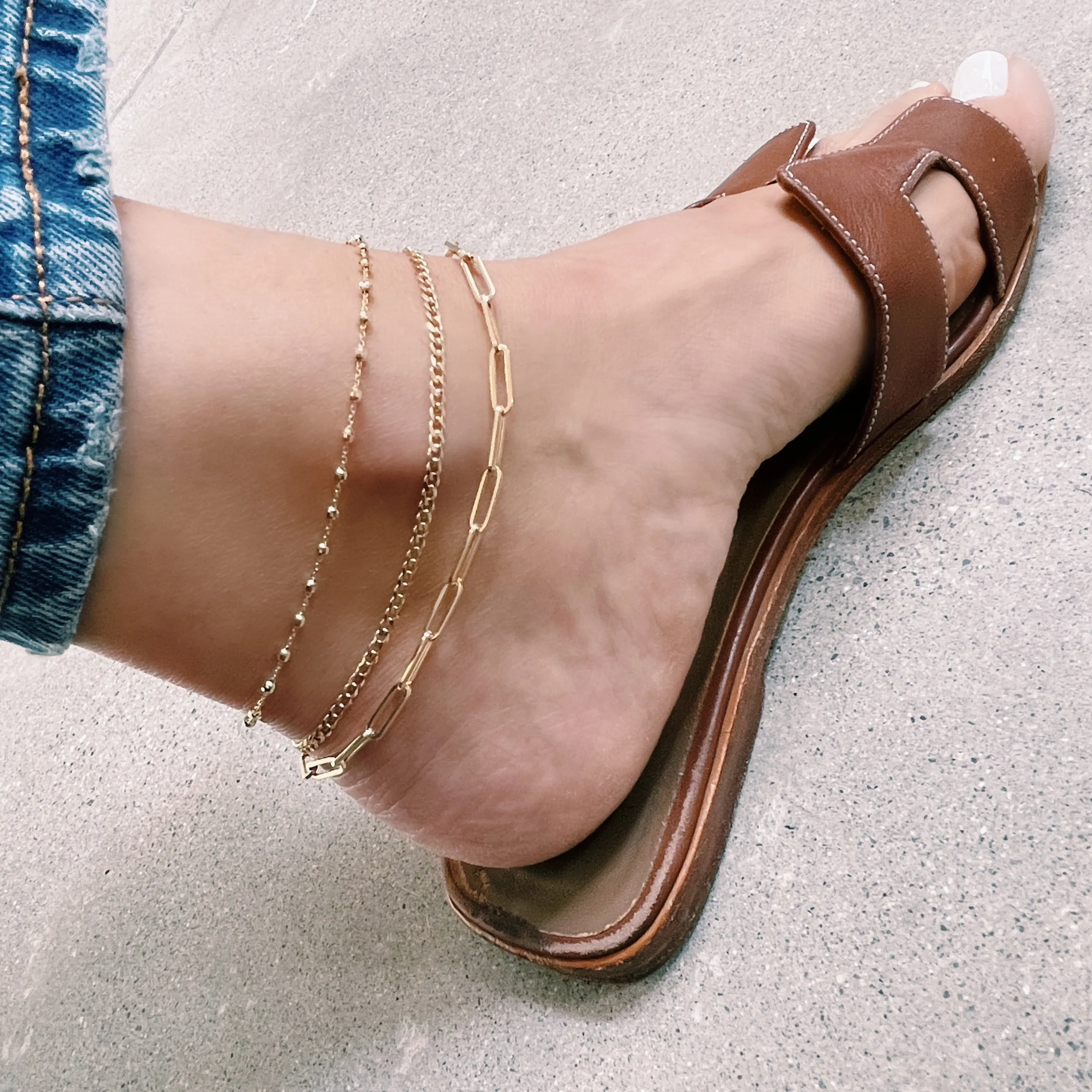 Gold Paperclip Link Anklet