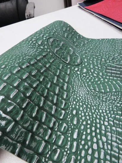 Green/Silver Metallic Caiman Gator Vinyl