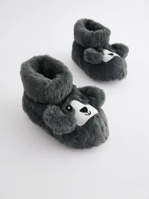 Grey Dog Slipper Boots