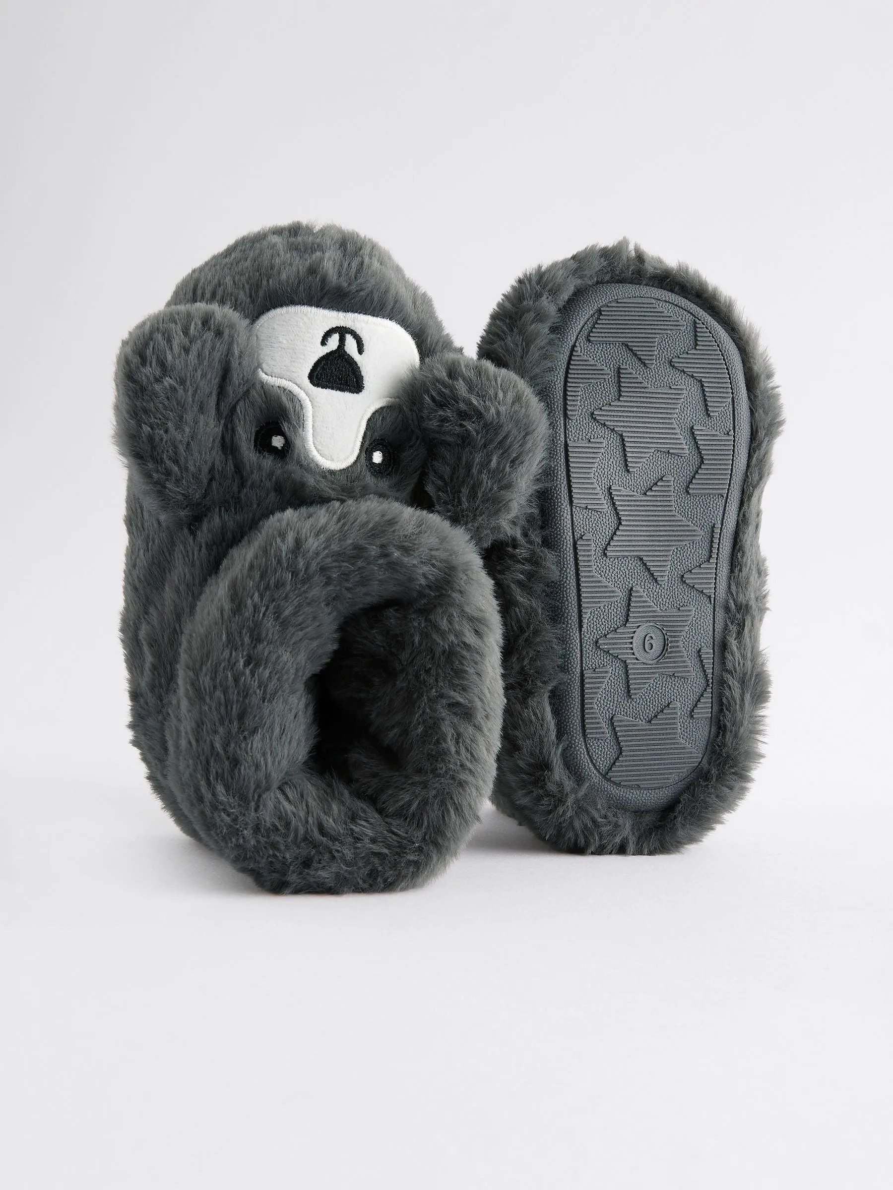 Grey Dog Slipper Boots