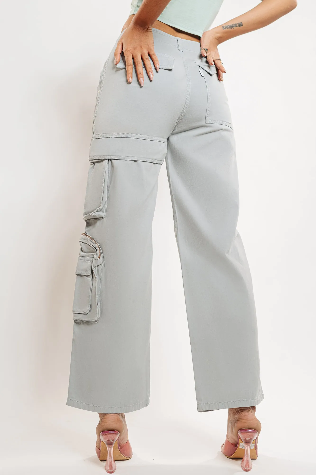 Grey One Pocketed Denim Cargo