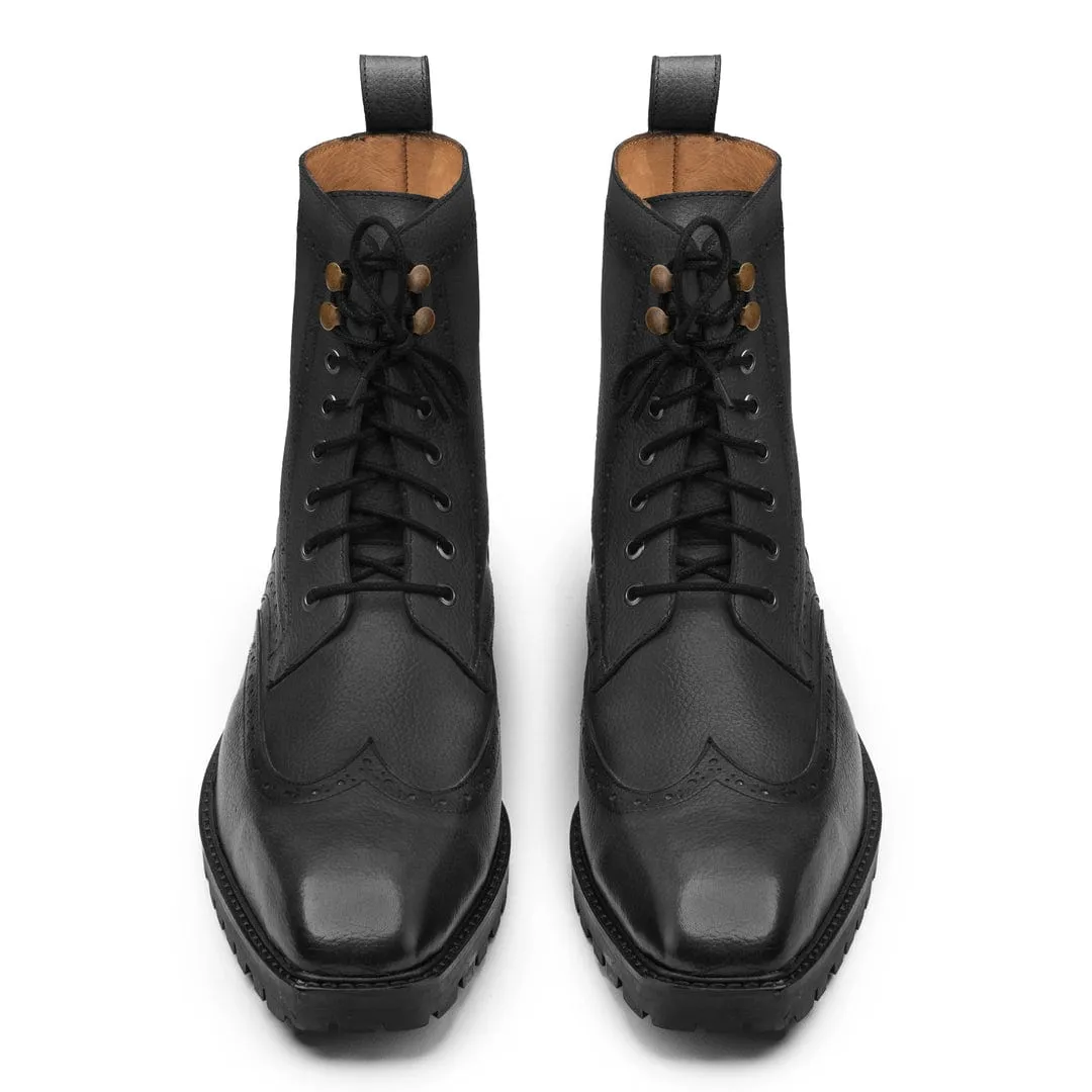 Handmade Custom Black Calf Leather Boots For Men