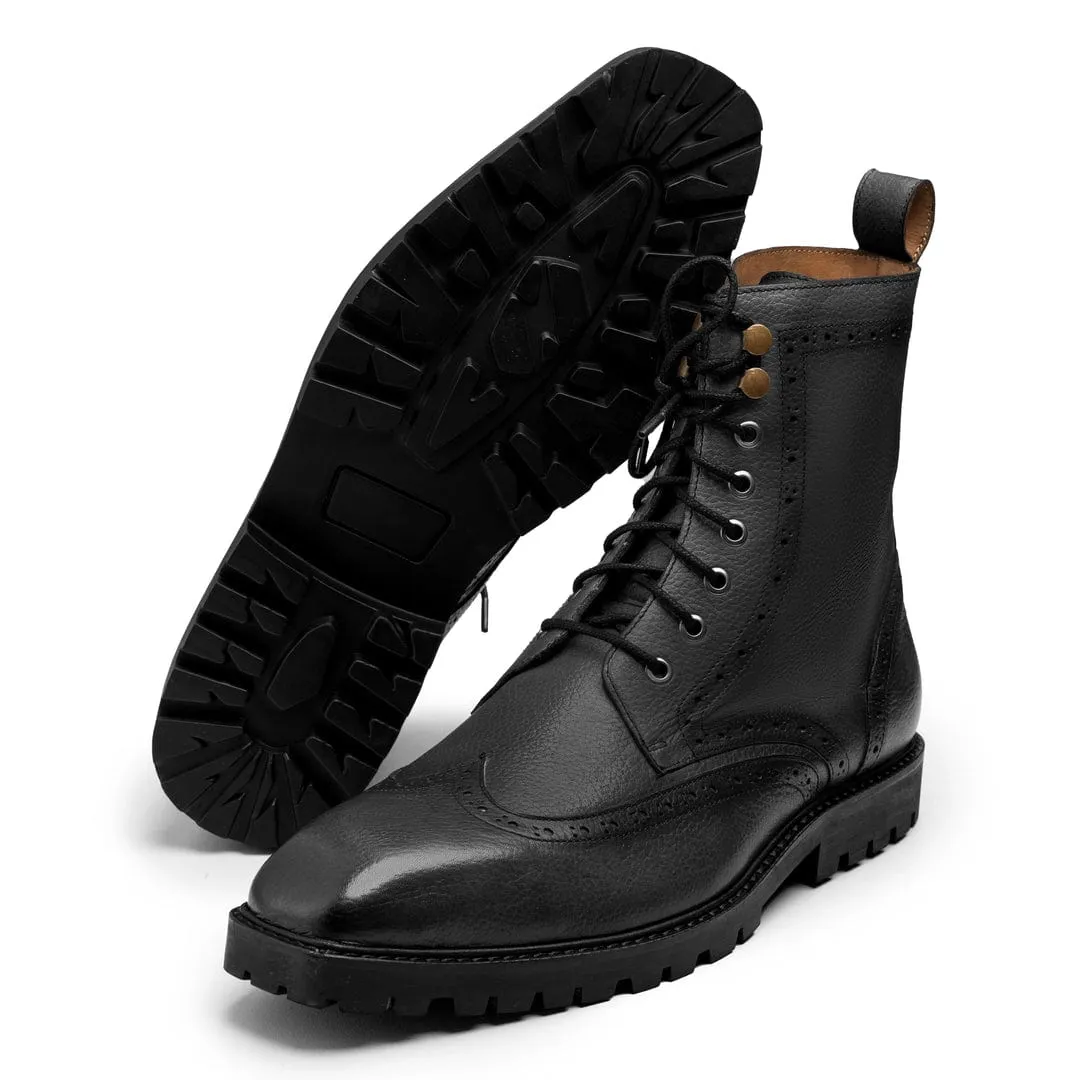 Handmade Custom Black Calf Leather Boots For Men