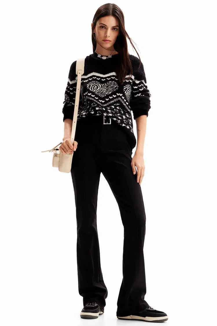 Heart Border Fur-effect Pullover | FINAL SALE