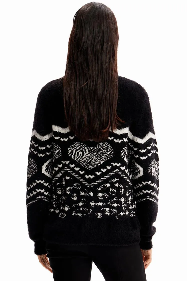 Heart Border Fur-effect Pullover | FINAL SALE