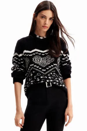 Heart Border Fur-effect Pullover | FINAL SALE