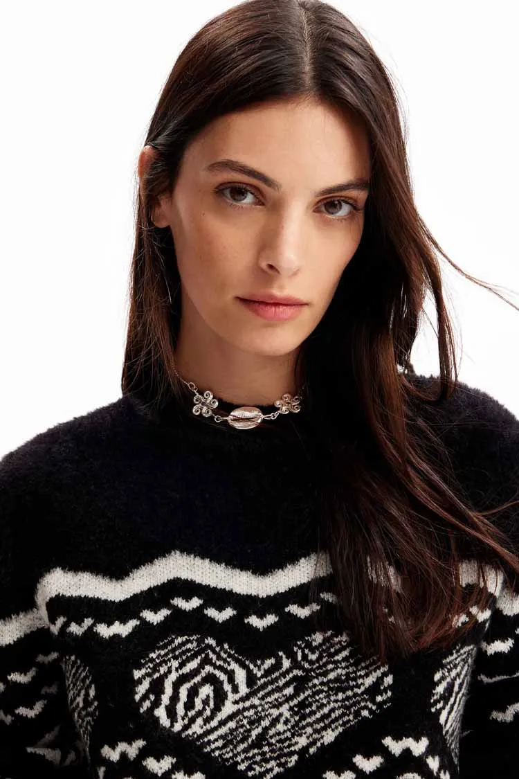 Heart Border Fur-effect Pullover | FINAL SALE