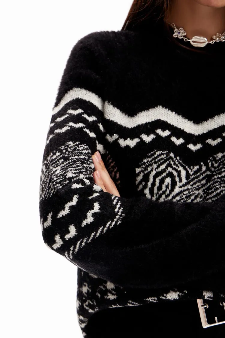 Heart Border Fur-effect Pullover | FINAL SALE