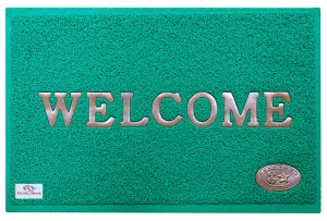 Heart Home Rubber Anti Slip Welcome Door Mat for Home Entrance, Office, Shop (Green)-HHEART15368, Pack of 1