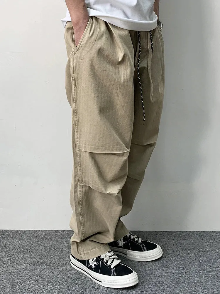 Herringbone Twill Drawstring Skater Pants