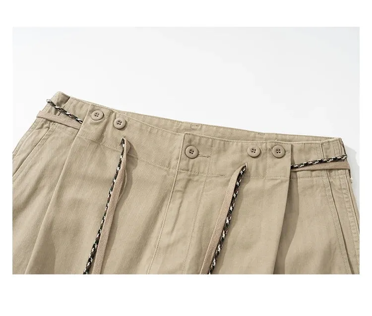Herringbone Twill Drawstring Skater Pants