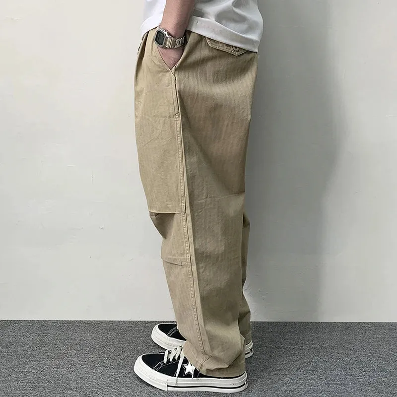 Herringbone Twill Drawstring Skater Pants