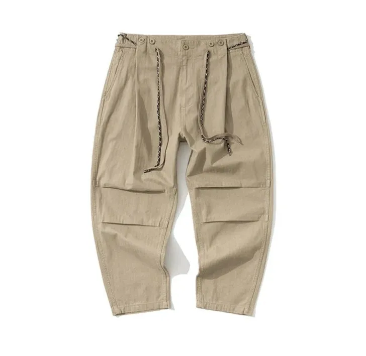 Herringbone Twill Drawstring Skater Pants