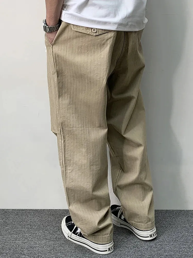 Herringbone Twill Drawstring Skater Pants