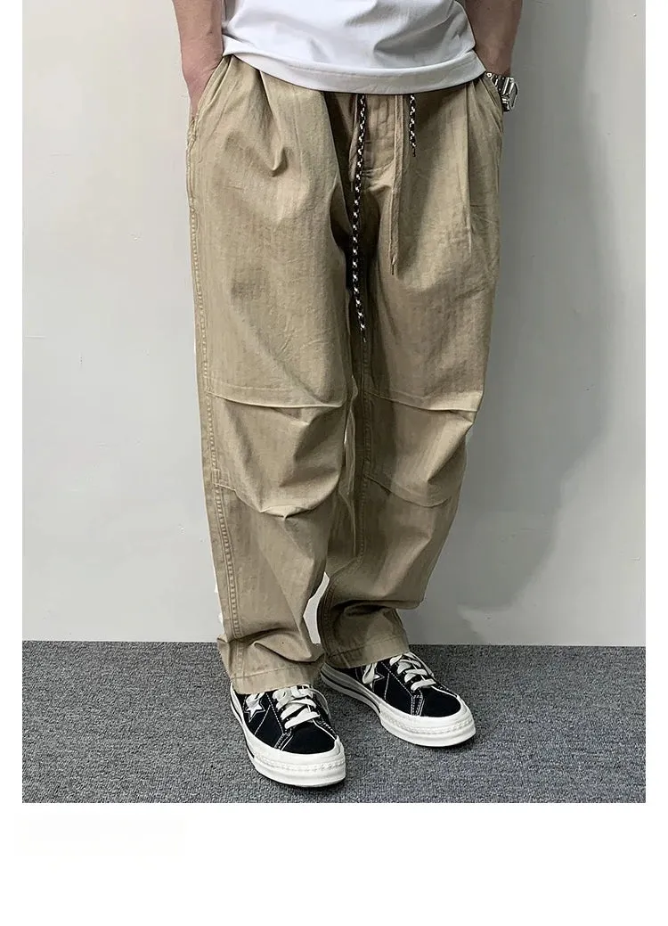 Herringbone Twill Drawstring Skater Pants