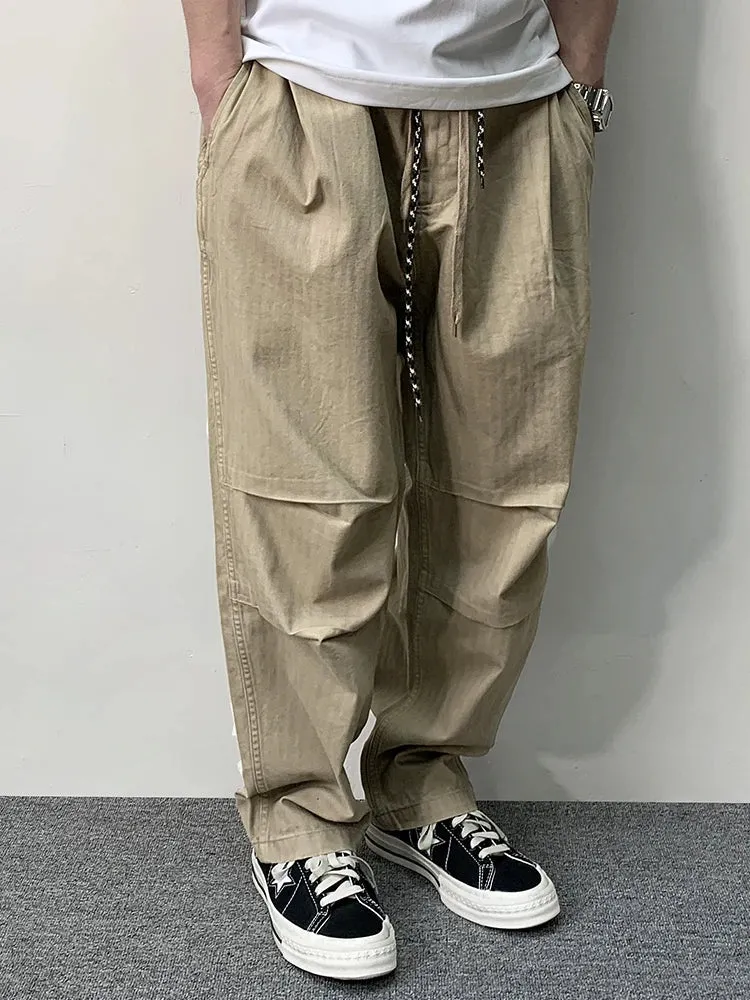 Herringbone Twill Drawstring Skater Pants