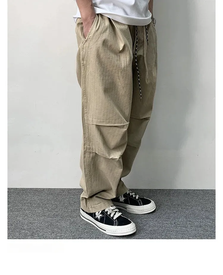 Herringbone Twill Drawstring Skater Pants