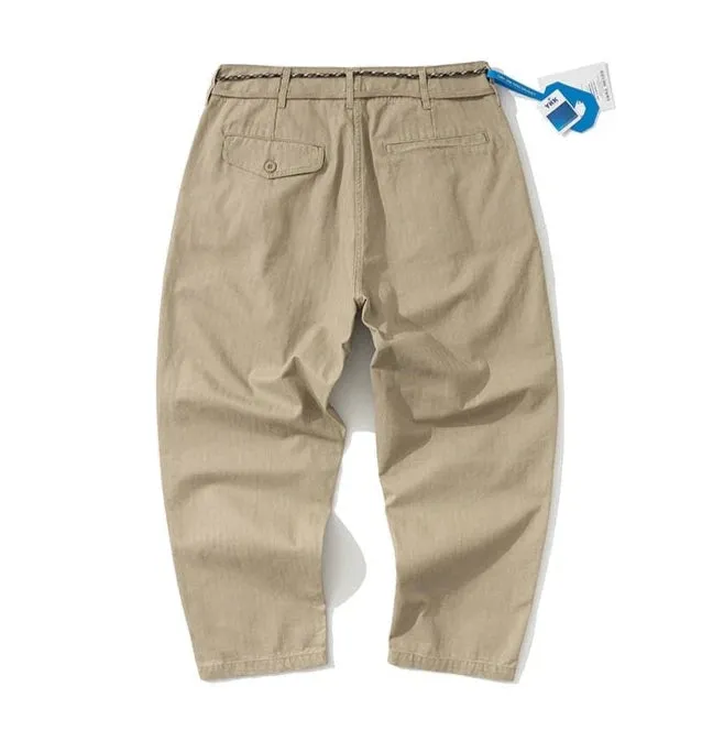 Herringbone Twill Drawstring Skater Pants