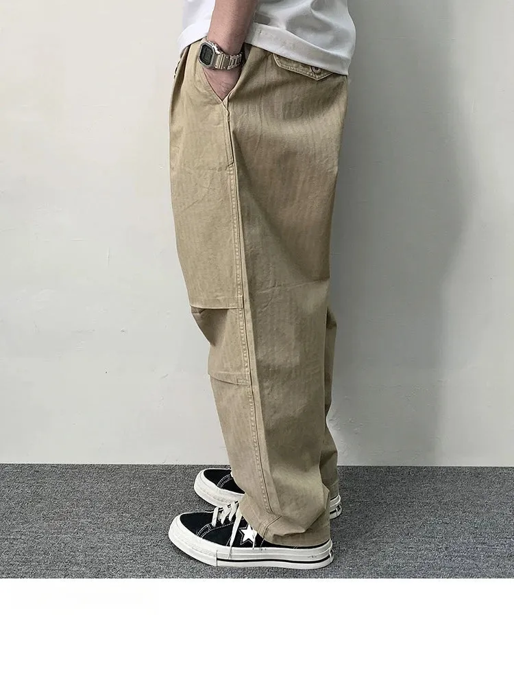 Herringbone Twill Drawstring Skater Pants