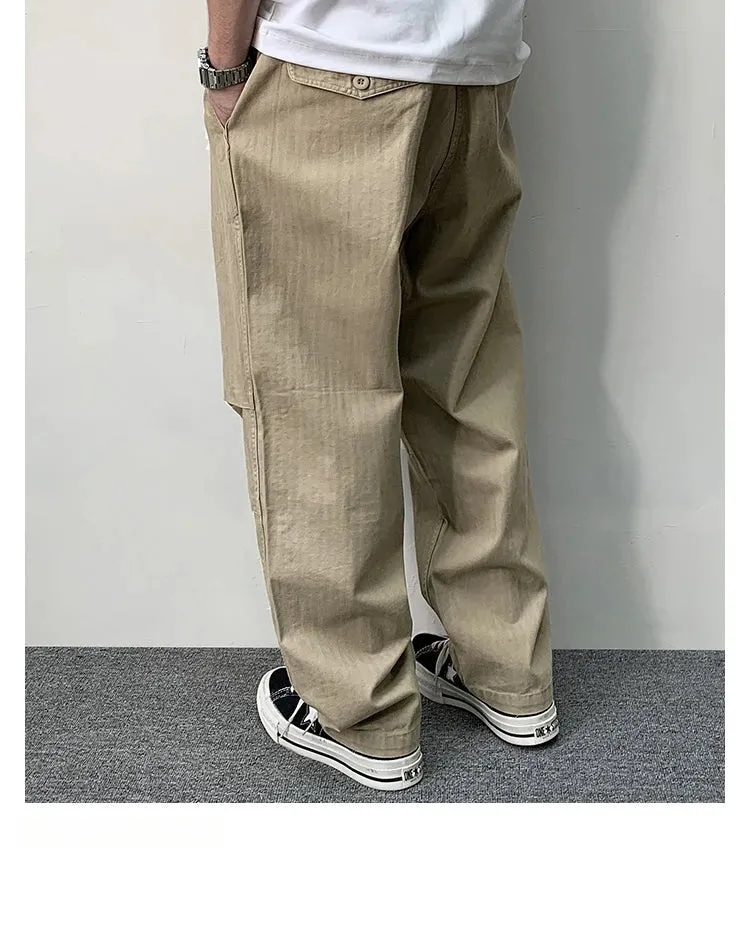 Herringbone Twill Drawstring Skater Pants