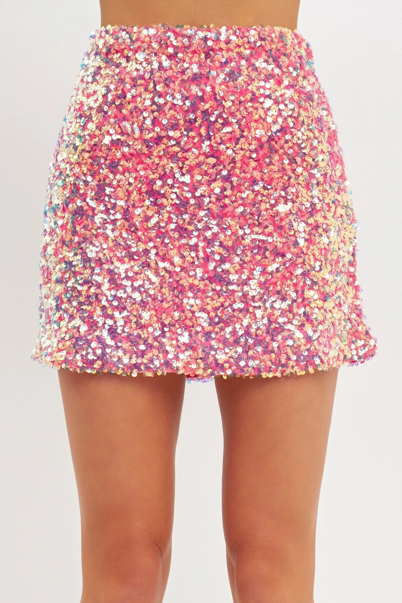 High Waisted Sequin Mini Skirt