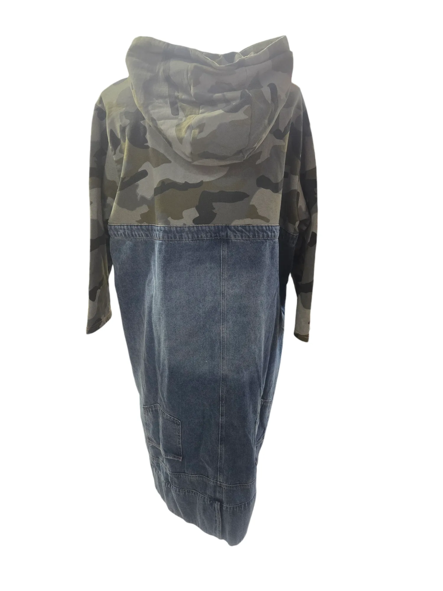 Hooded Denim Camo Dress