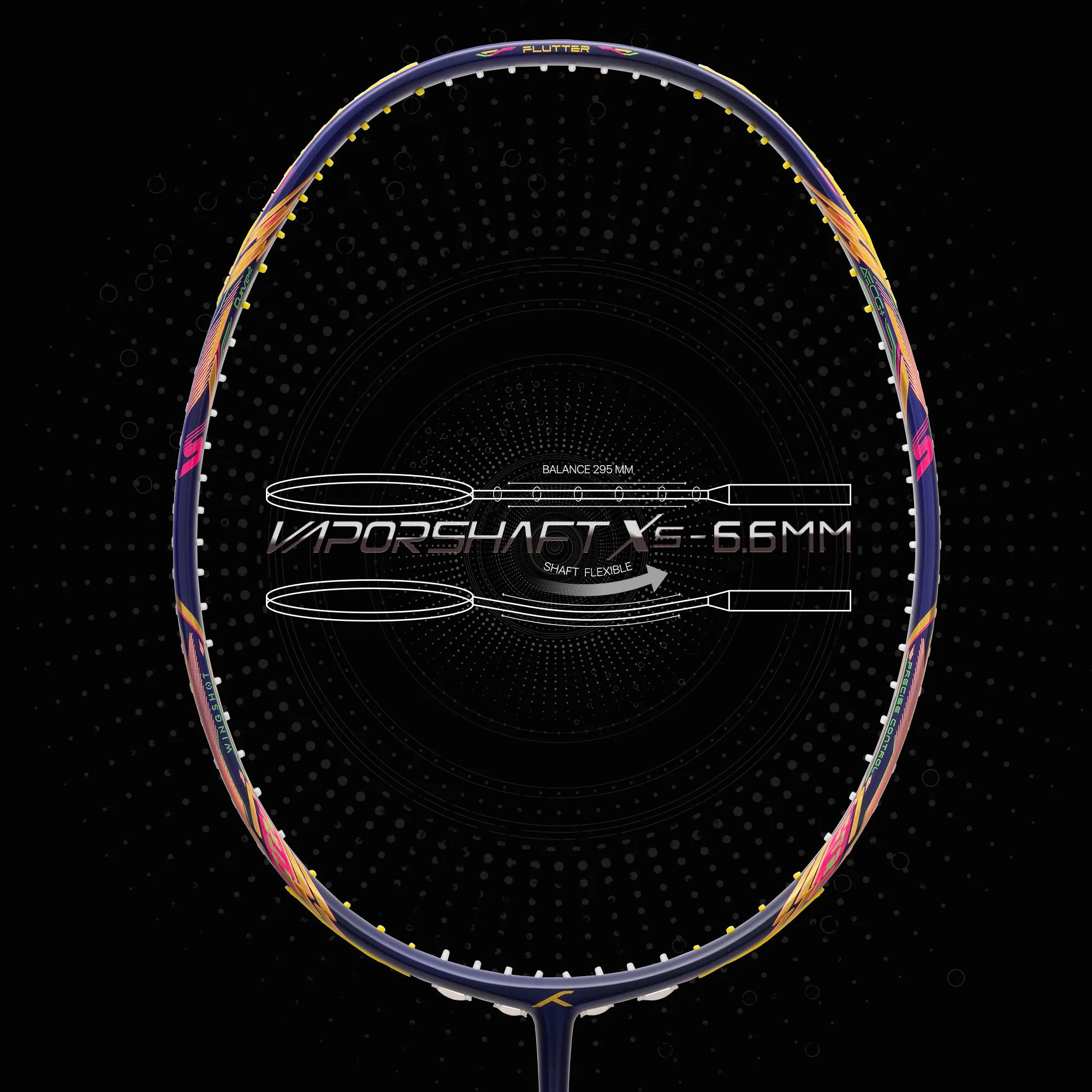Hundred Flutter S Ctrl Superior Control Slim Shaft Unstrung Badminton Racquet (Blue / Yellow)