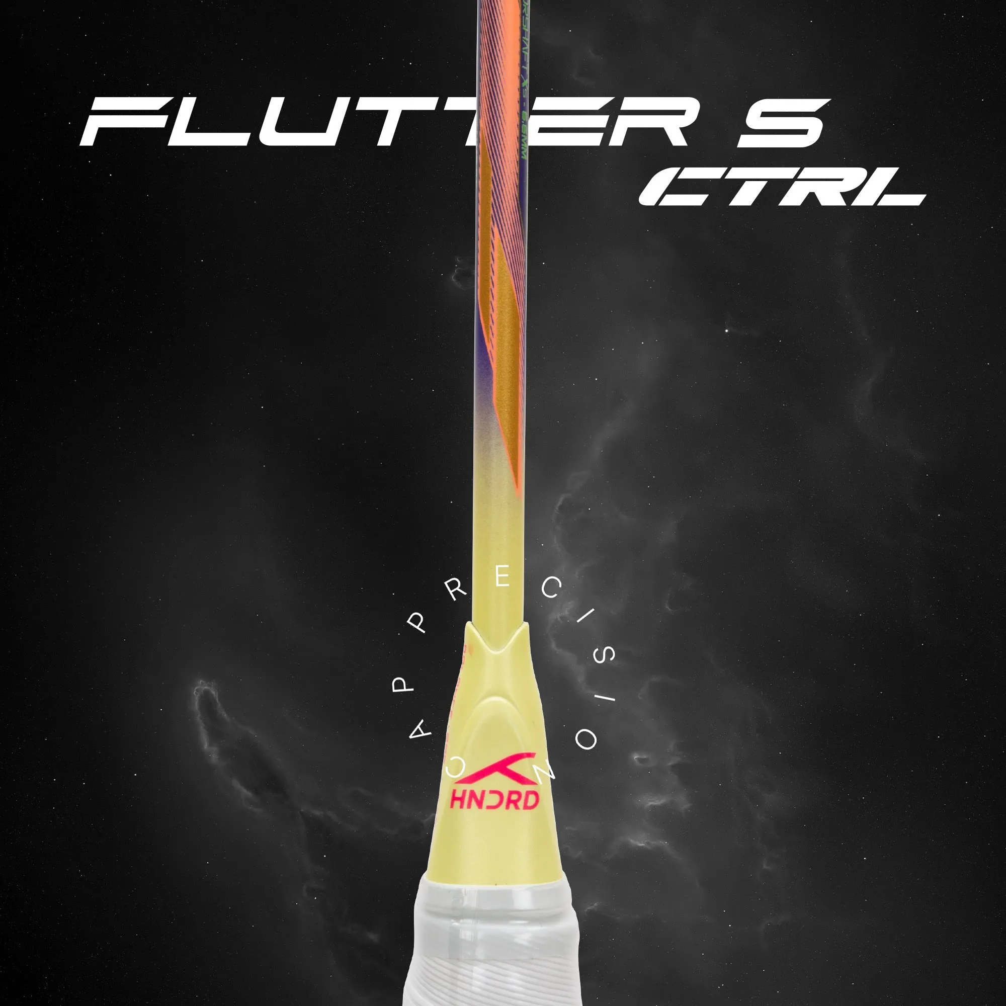 Hundred Flutter S Ctrl Superior Control Slim Shaft Unstrung Badminton Racquet (Blue / Yellow)