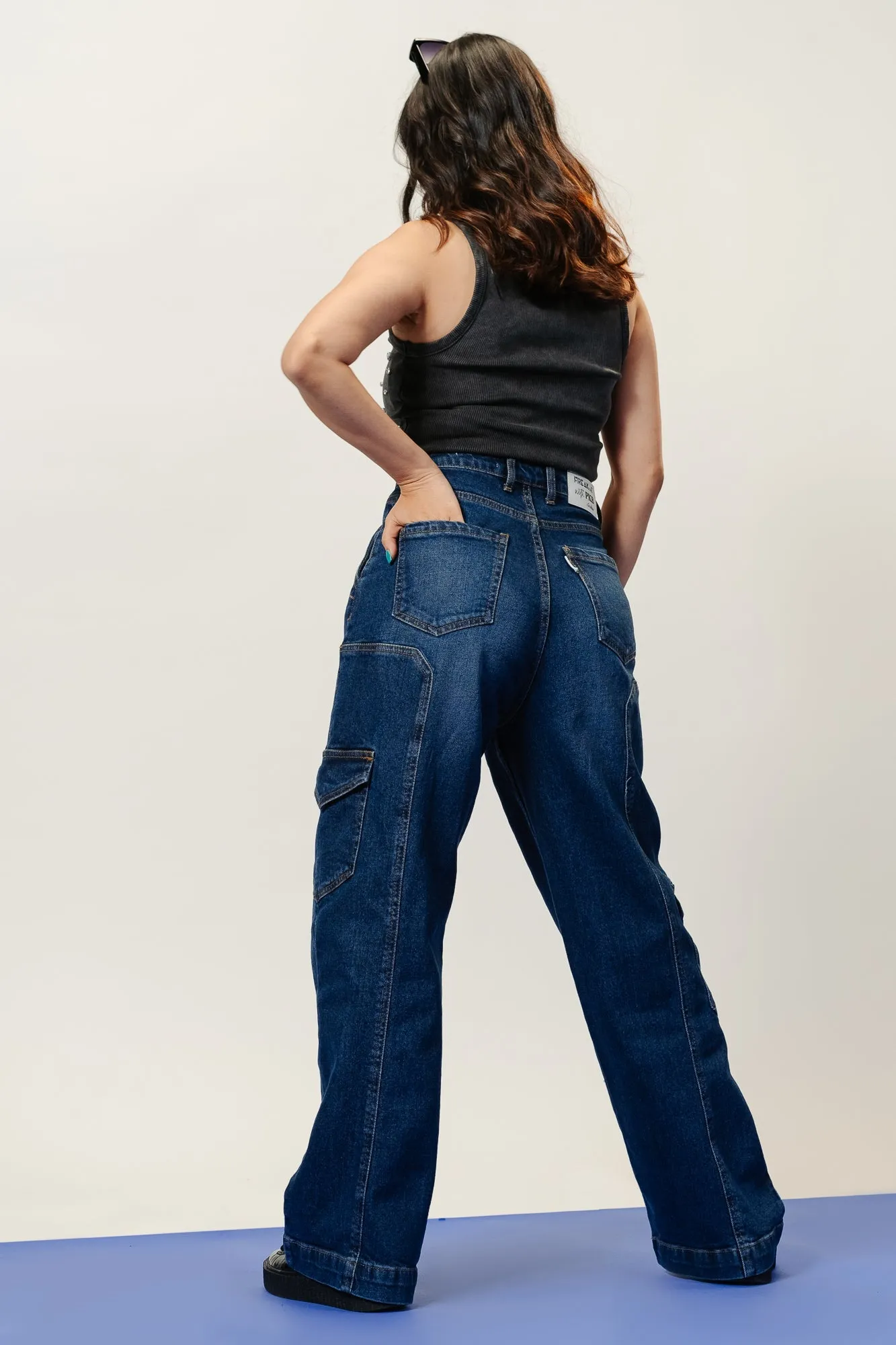 Indigo Stretch Cargo Jeans