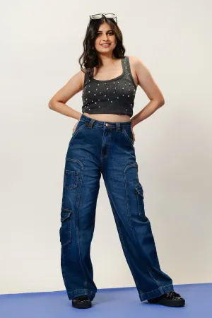 Indigo Stretch Cargo Jeans