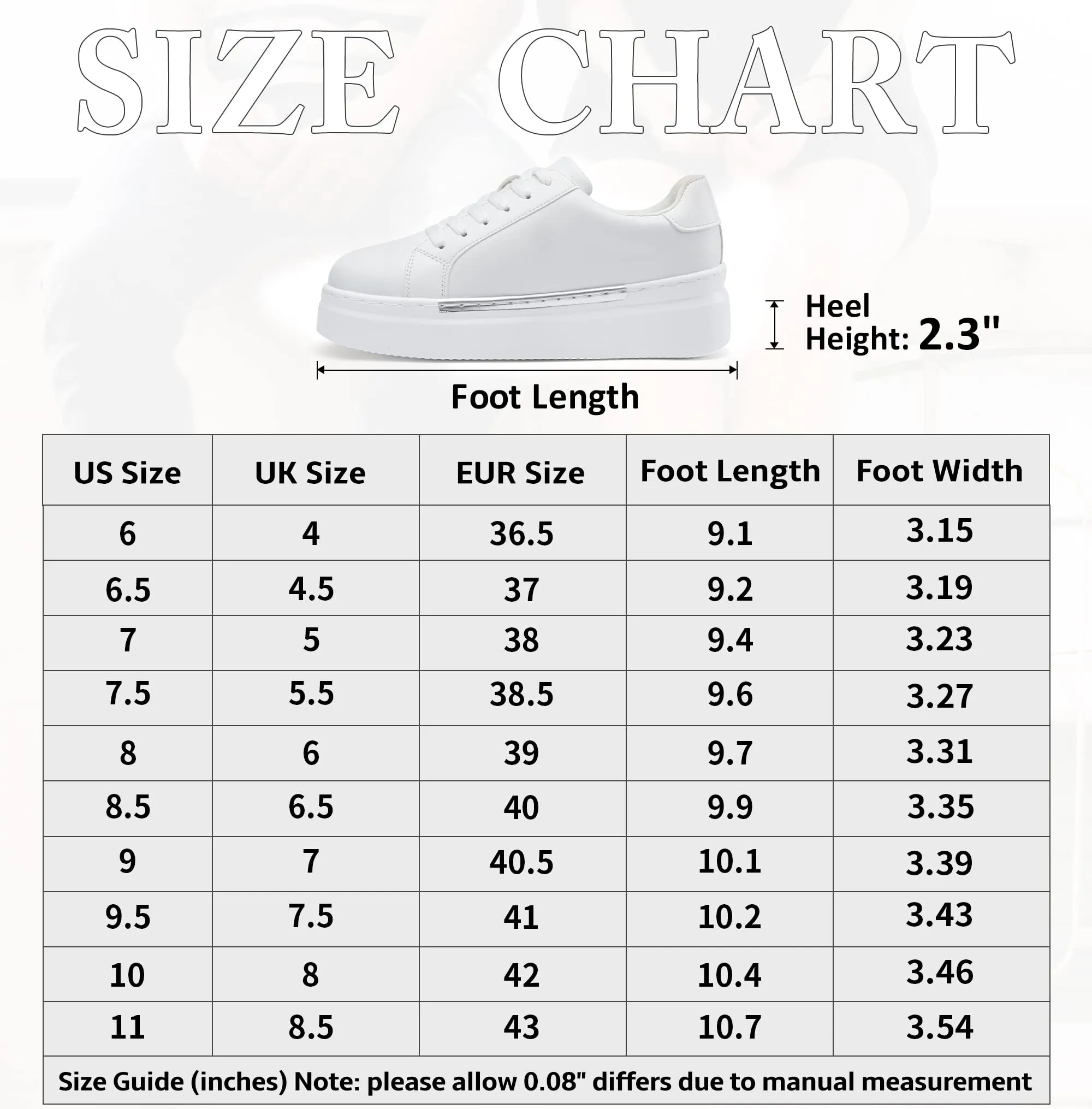 Jeossy Women's Chunky White Sneakers with Arch Support