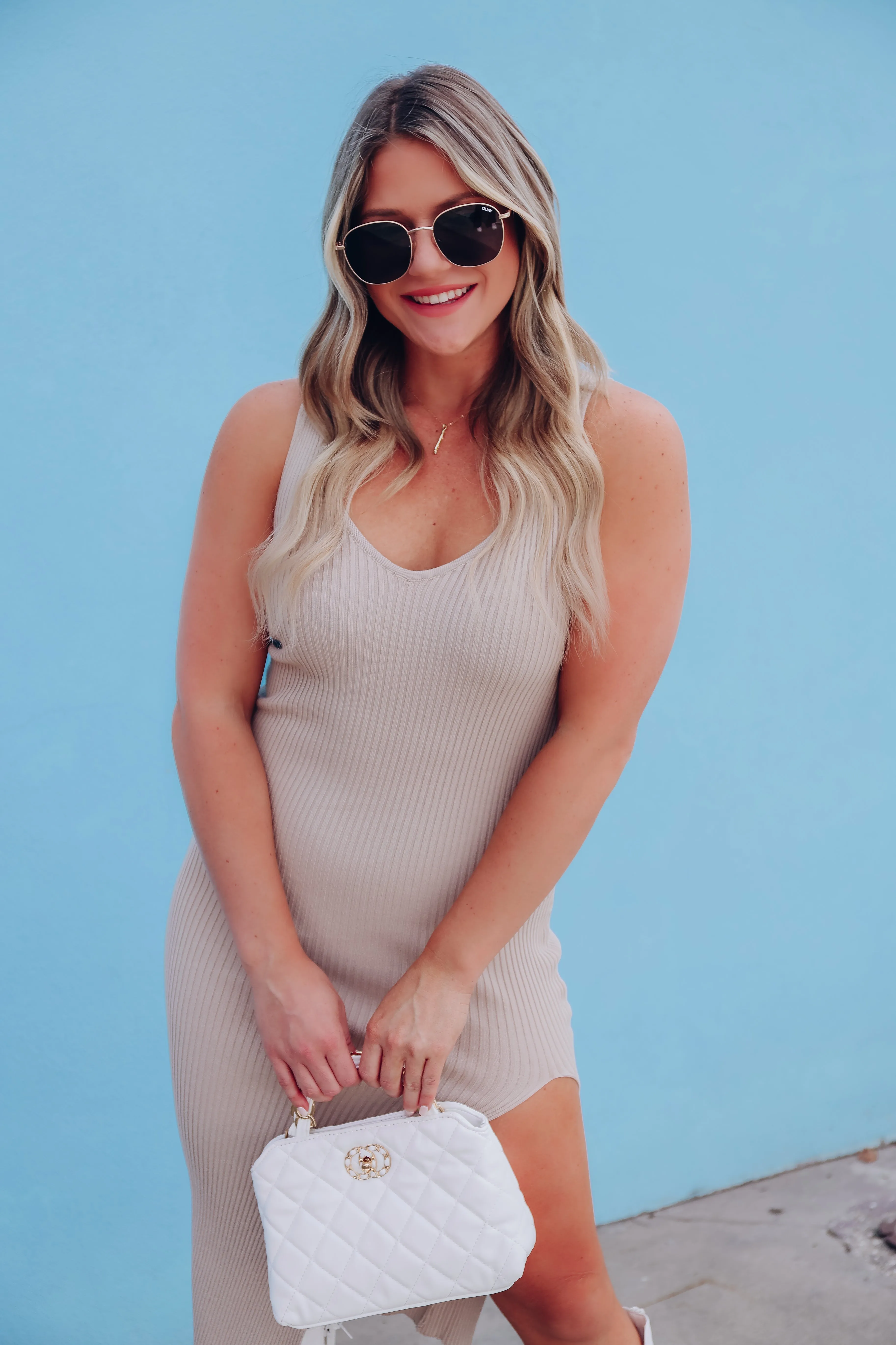 Kimberly Sleeveless Midi Dress - Tan