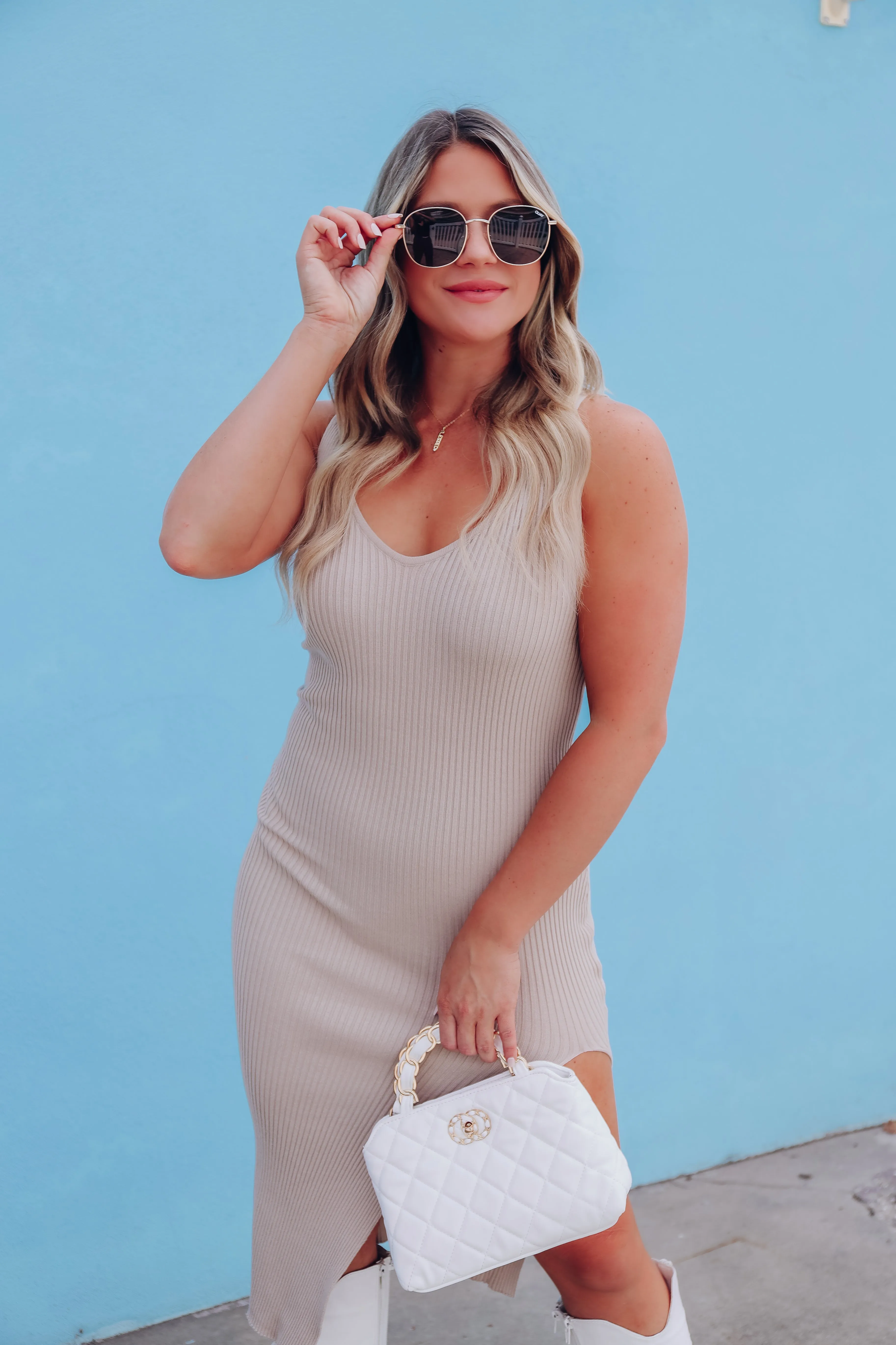 Kimberly Sleeveless Midi Dress - Tan