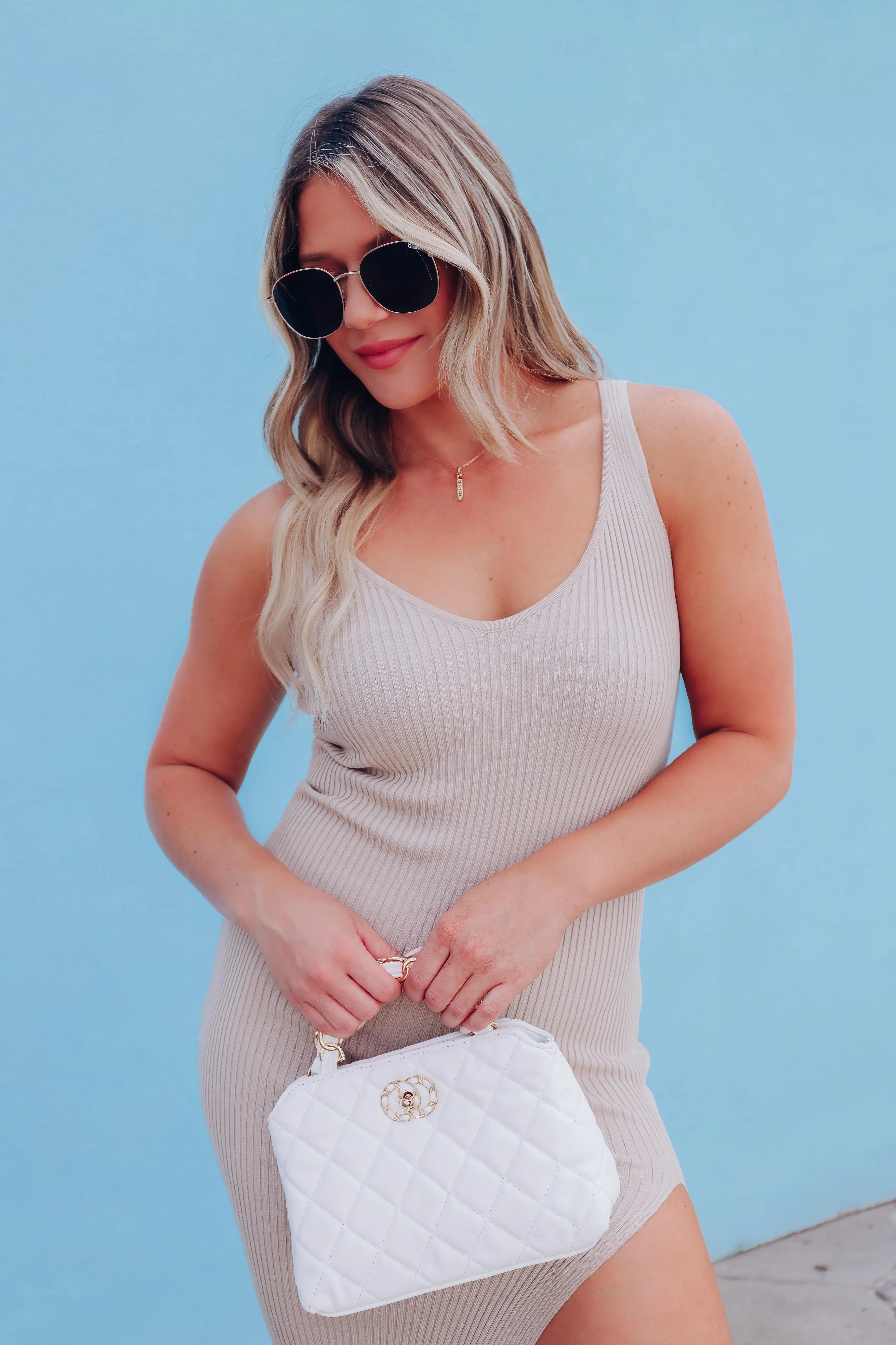 Kimberly Sleeveless Midi Dress - Tan