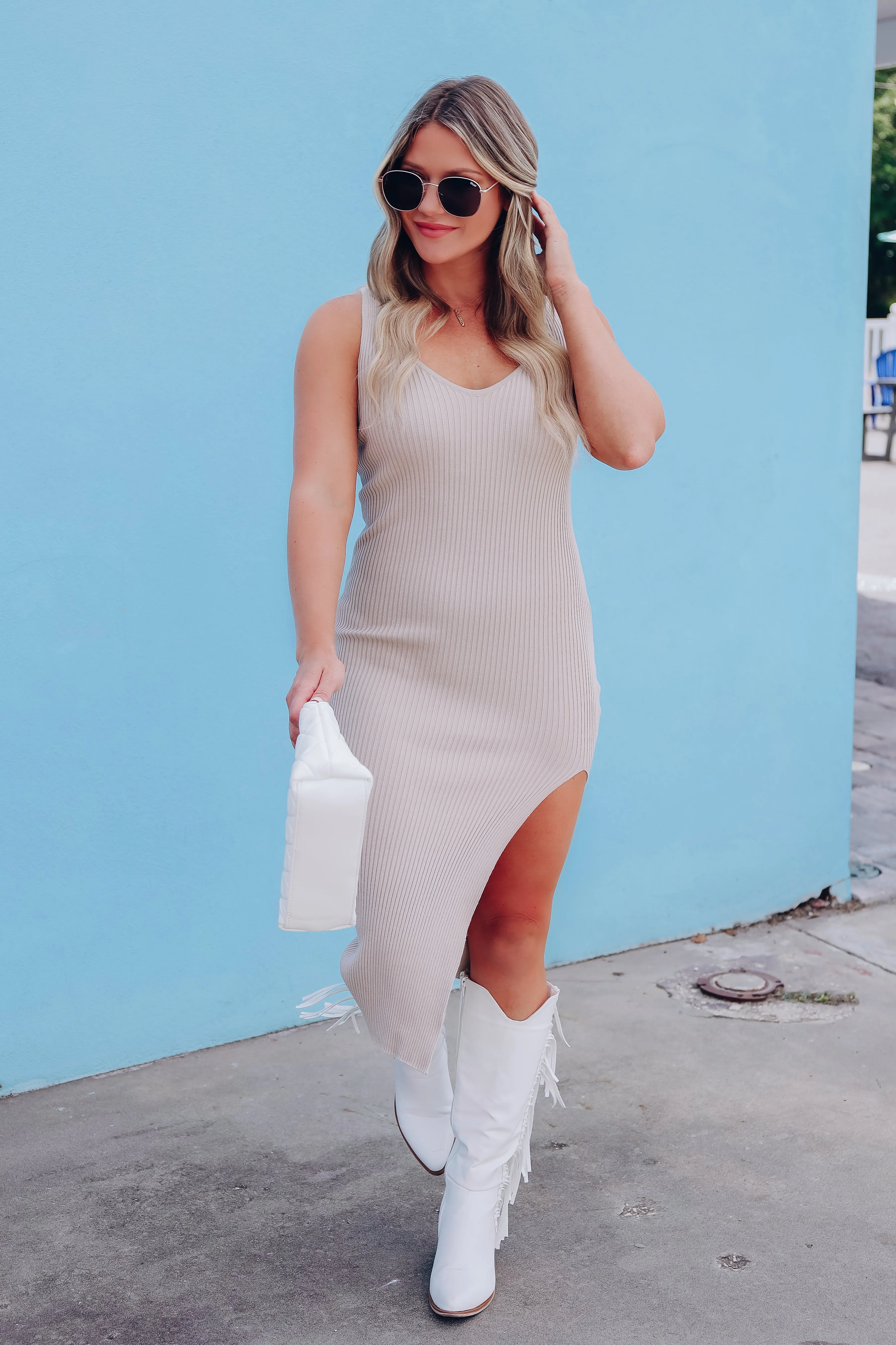 Kimberly Sleeveless Midi Dress - Tan